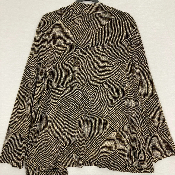 JM Collection Black Tan Abstract Print Stretch Layered Long Sleeve Top XL - Picture 10 of 11